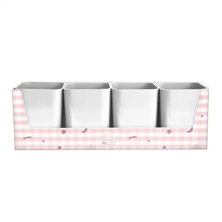 Porta objetos pequenos astros rosa c/ 4 unidades branco - 2297.01 - Dello