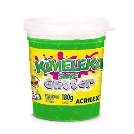 Kimeleka Slime Art Kids com glitter 180g Verde 206 - Acrilex