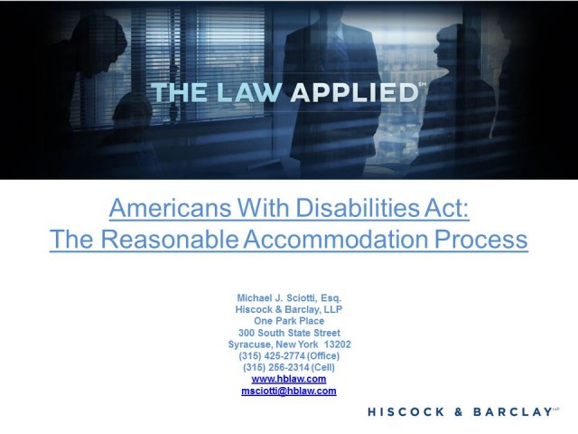 Americans With Disabilities Act: The Reasonable Accommodation Process