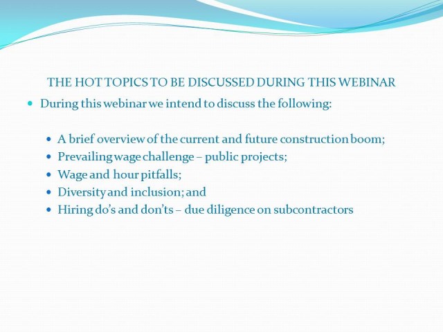 Hot Topics at the Intersection of Labor and Employment Law and Construction Projects