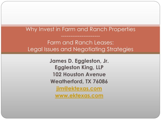 Farm and Ranch Leases: Legal Issues and Negotiation Strategies