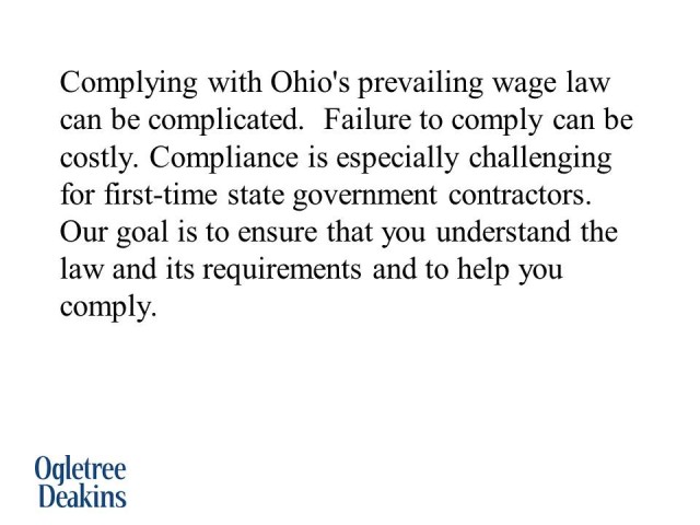 Ohio Prevailing Wage Update