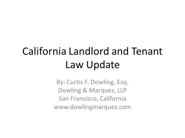 California Landlord and Tenant Law Update