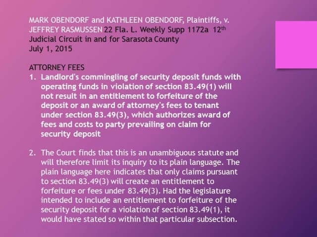 Florida Landlord and Tenant Law Update