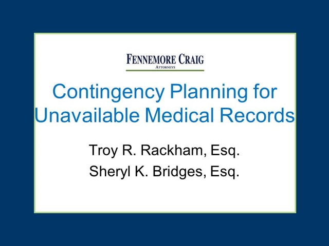 Contingency Planning for Unavailable Medical Records