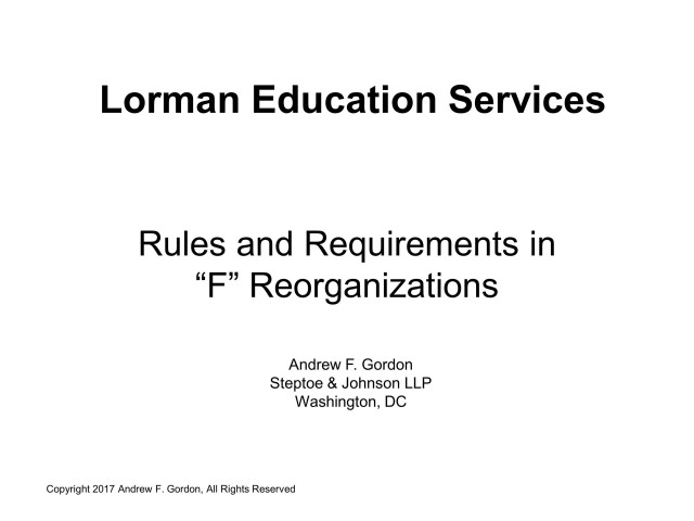 Rules and Requirements in F Reorganizations