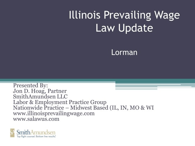 Illinois Prevailing Wage Update