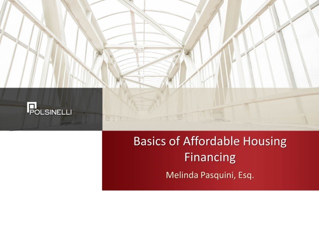 Basics of Affordable Housing Financing