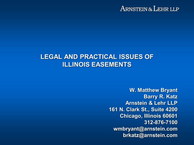 Legal and Practical Issues of Illinois Easements