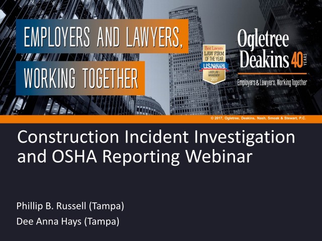 Construction Incident Investigation and Reporting