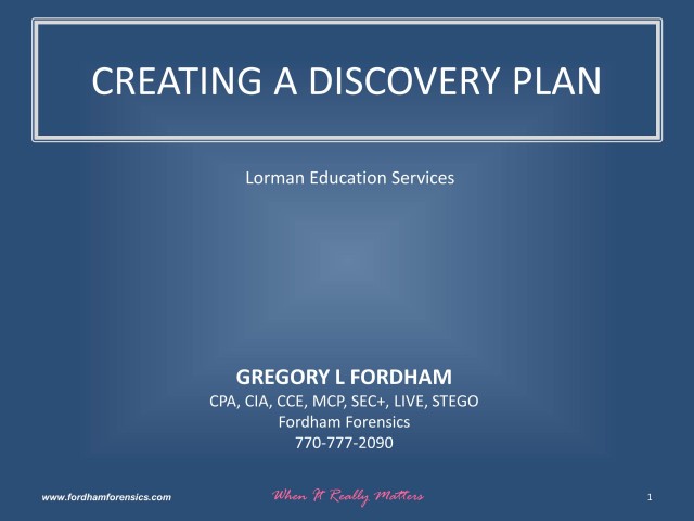 Creating a Discovery Plan