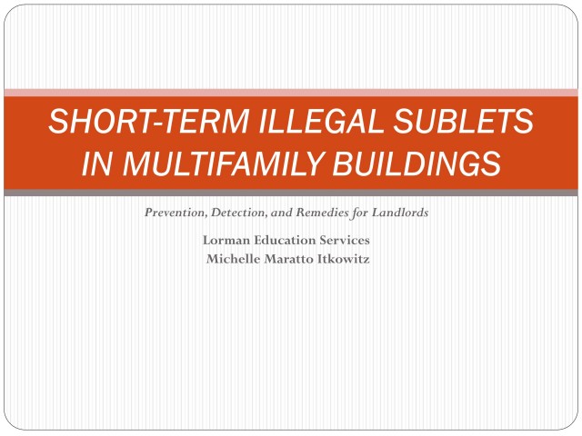 Short-Term Illegal Sublets in New York Multifamily Buildings