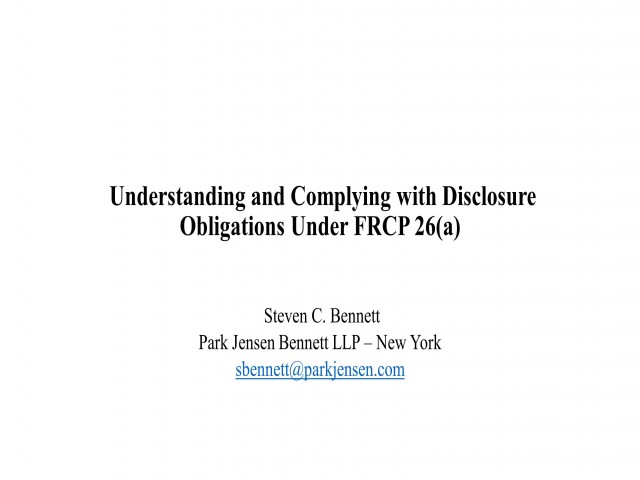 Understanding and Complying With Disclosures Under Rule 26(a)