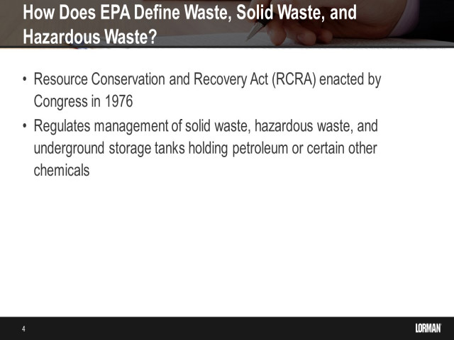 EPA's New Regulated Waste Definition Under RCRA