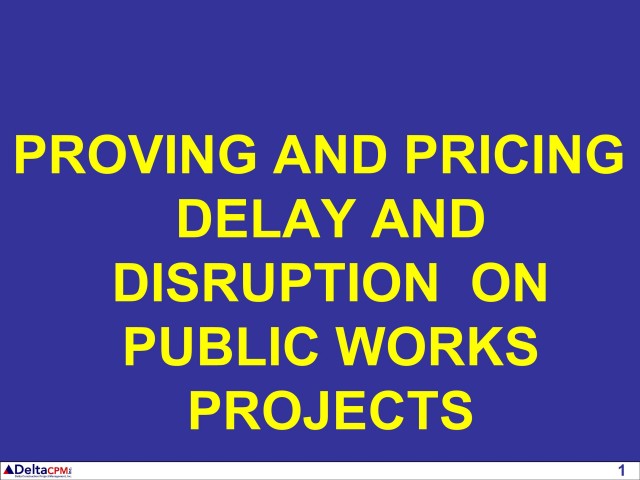 Proving Pricing Delay and Disruption on Public Works Projects