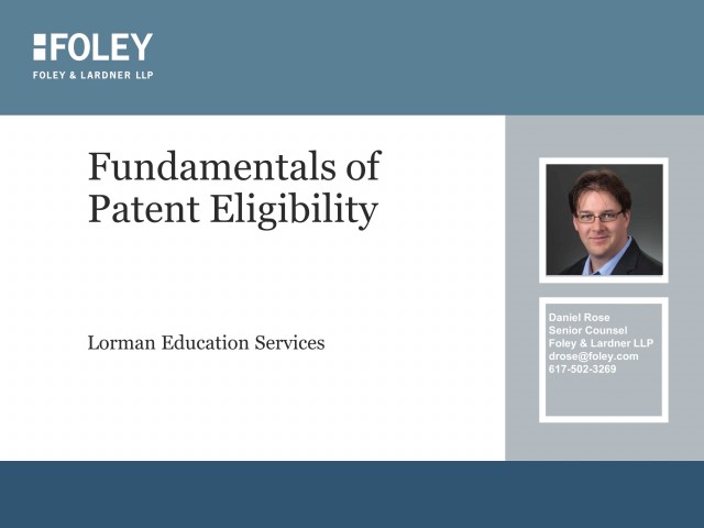 Fundamentals of Patent Eligibility