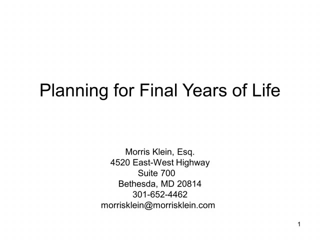 End of Life Planning Issues