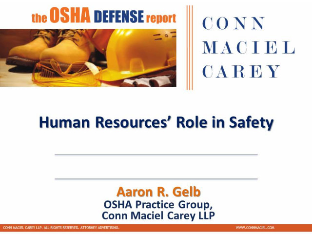 HR's Role in Safety in the Workplace