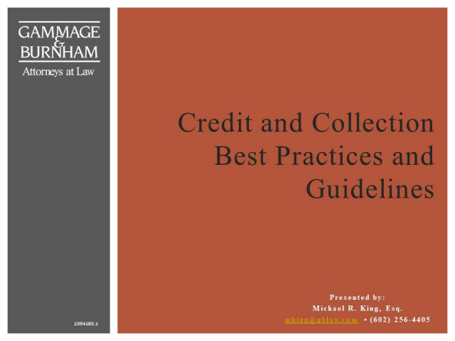 Credit and Collection Best Practices and Guidelines