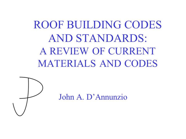 Roof Building Codes and Standards: A Review of Current Materials and Codes