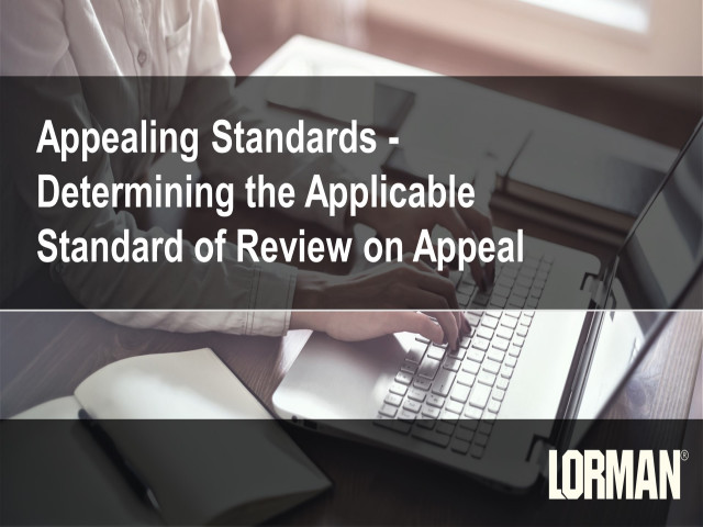 Appealing Standards: Determining the Applicable Standard of Review