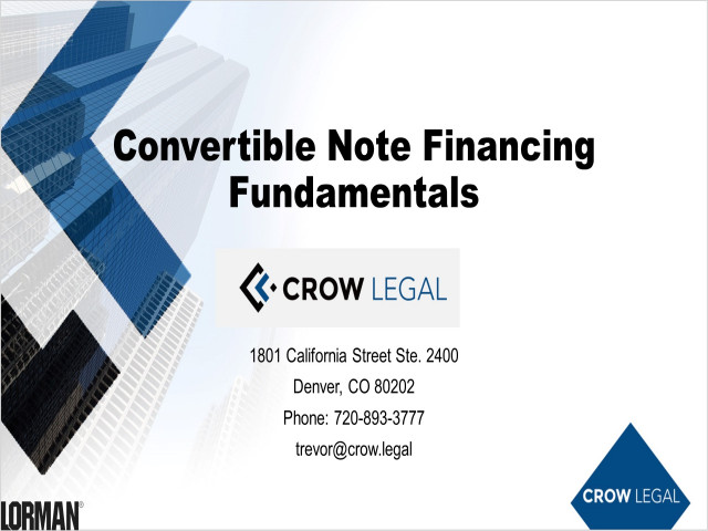 Convertible Note Financing Fundamentals