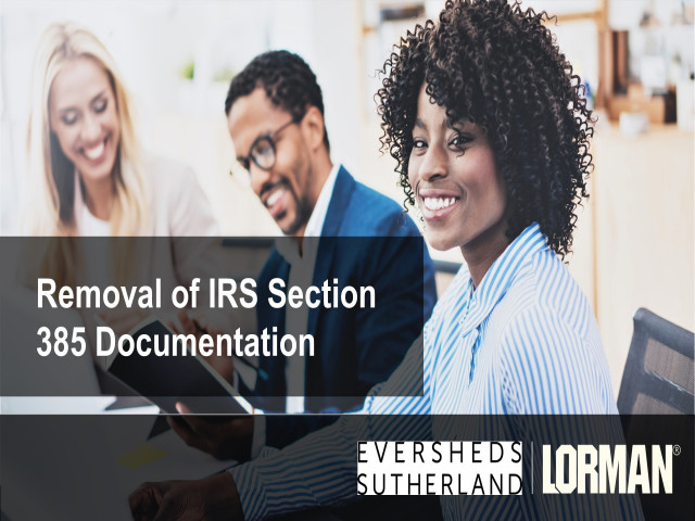 Removal of IRS Section 385 Documentation