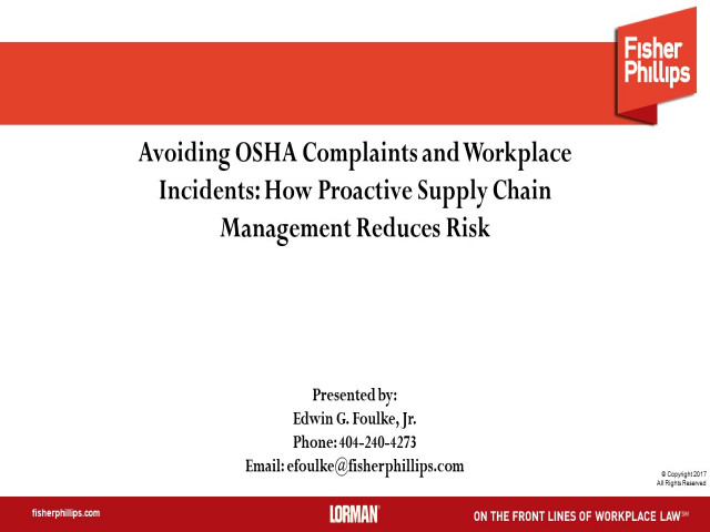 Avoiding OSHA Complaints and Workplace Incidents: How Proactive Supply Chain Management Reduces Risk