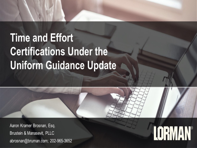 Time and Effort Certifications Under the Uniform Grant Guidance Update