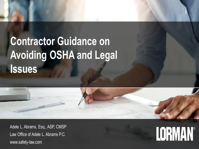 Contractor Guidance on Avoiding OSHA and Other Legal Problems