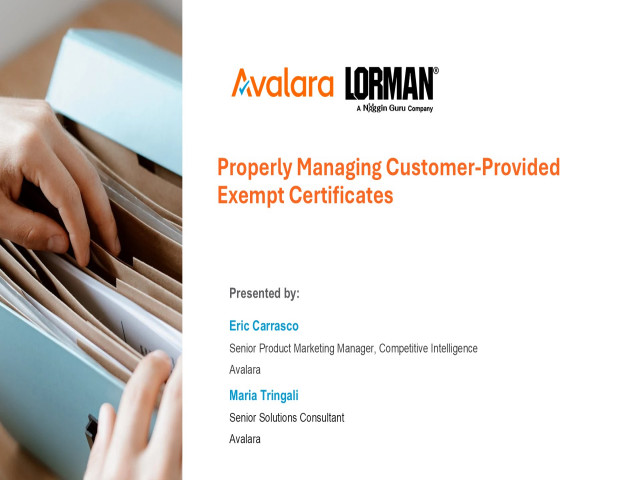 Properly Managing Customer-Provided Exempt Certificates