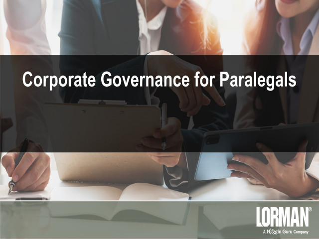 Corporate Governance for Paralegals