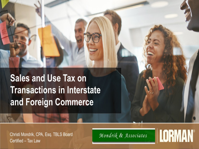 Sales And Use Tax Transactions In Interstate And Foreign Commerce