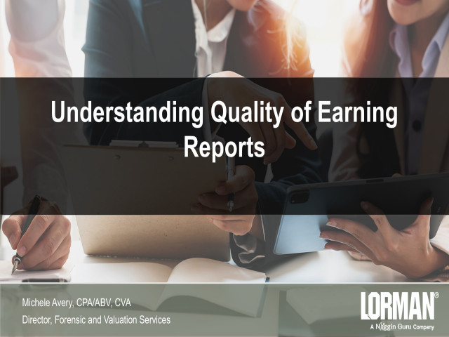 Understanding Quality of Earning Reports
