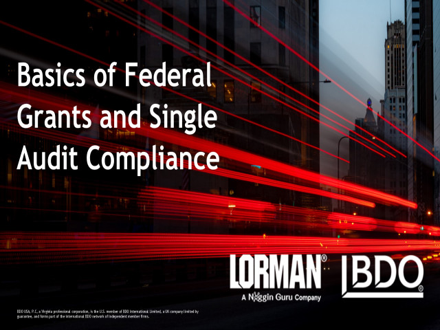 Basics of Federal Grants and Single Audit Compliance