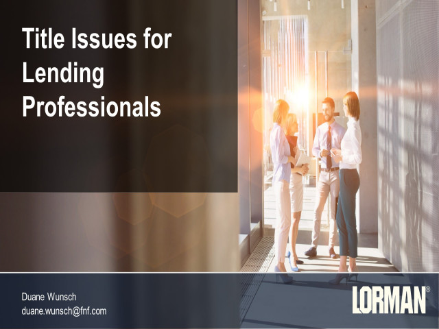 Title Issues for Lending Professionals