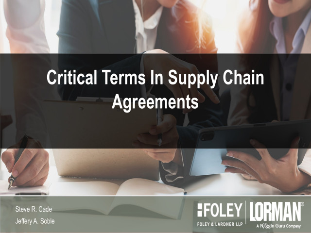 Critical Terms In Supply Chain Agreements