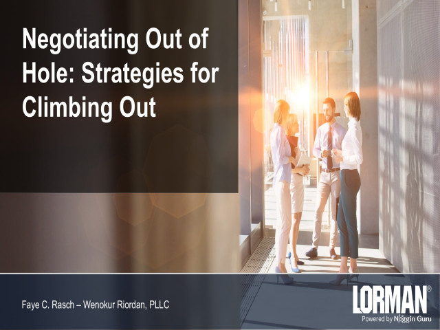 Negotiating Out of a Hole - Techniques for Complex Situations