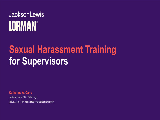 Sexual Harassment Training for Supervisors