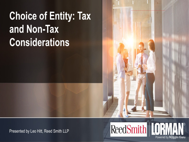 Choice of Entity: Tax and Non-Tax Consideration