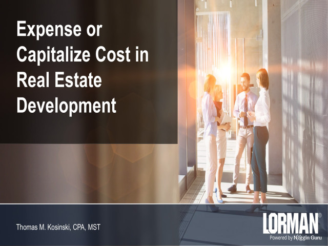 Expense or Capitalize Cost in Real Estate Development