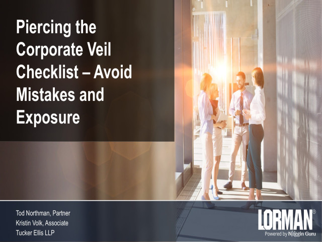 Piercing the Corporate Veil  Checklist - Avoid Mistakes and Exposure