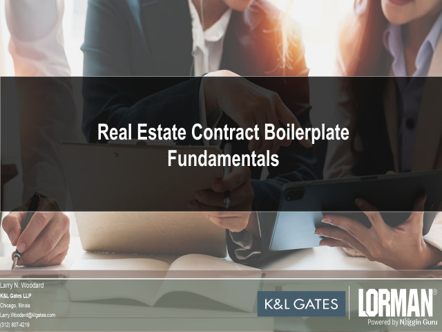 Real Estate Boilerplate Contract Fundamentals