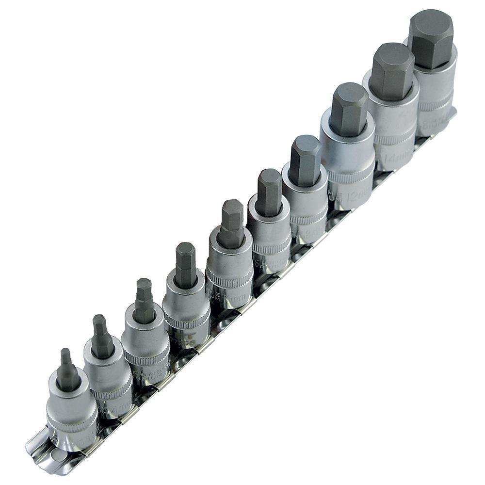 10‑piece metric hex bit socket set 3/8–1/2 drive - Les Attaches Richard