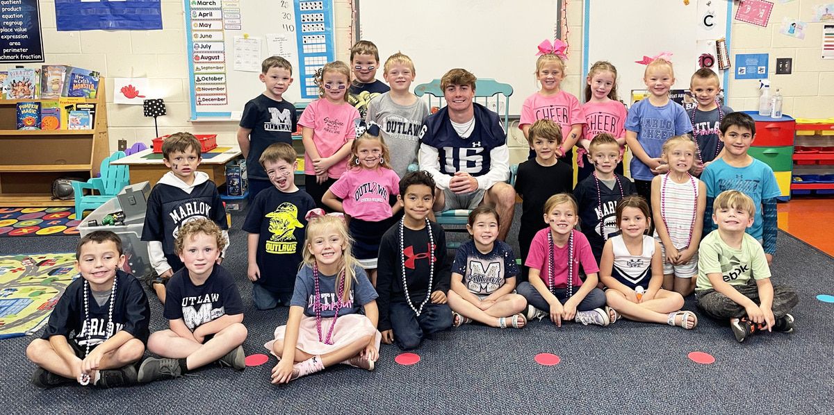 Outlaw Football Buddies Visit Marlow Elementary School