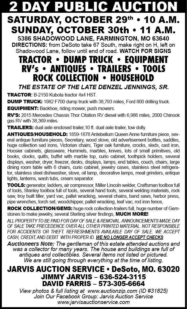 PUBLIC AUCTION For Estate of Denzel Jennings Sr. in Farmington