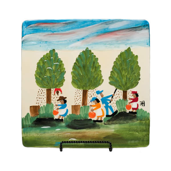 Clementine Hunter Pecan Picking Square Platter (CH2400) Lewis Gifts