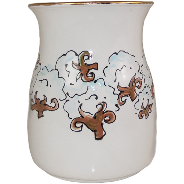 Magnolia Creative Cotton Utensil Holder with Gold Trim Lewis Gifts