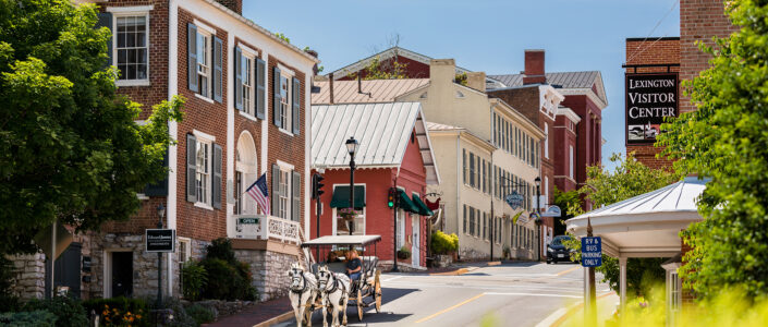 Spring carriage ride in downtown Lexington Virginia