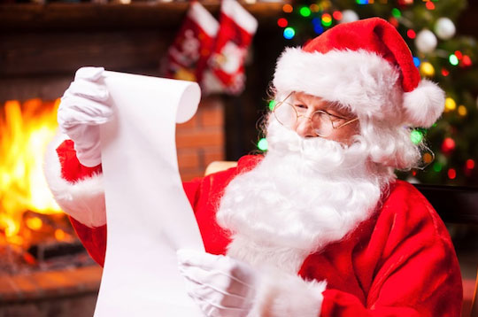 Santa Clause looking at his list
